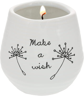 Pavilion Gift Company 77110 Plain Dandelion Wishes - Make A Wish White Ceramic Soy Serenity Scented Candle,