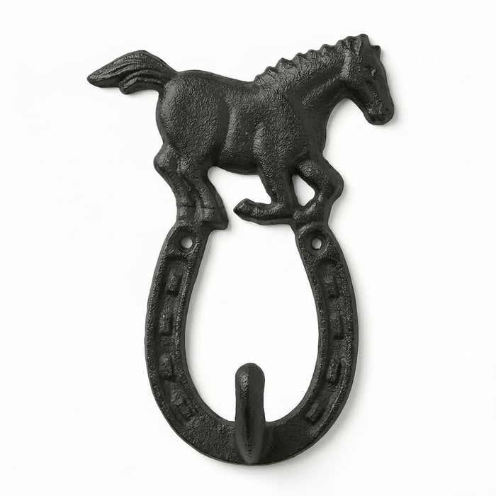 Comfy Hour 9.5 Inch Horse Hooks, Black Horseshoe Wall Hook, Single