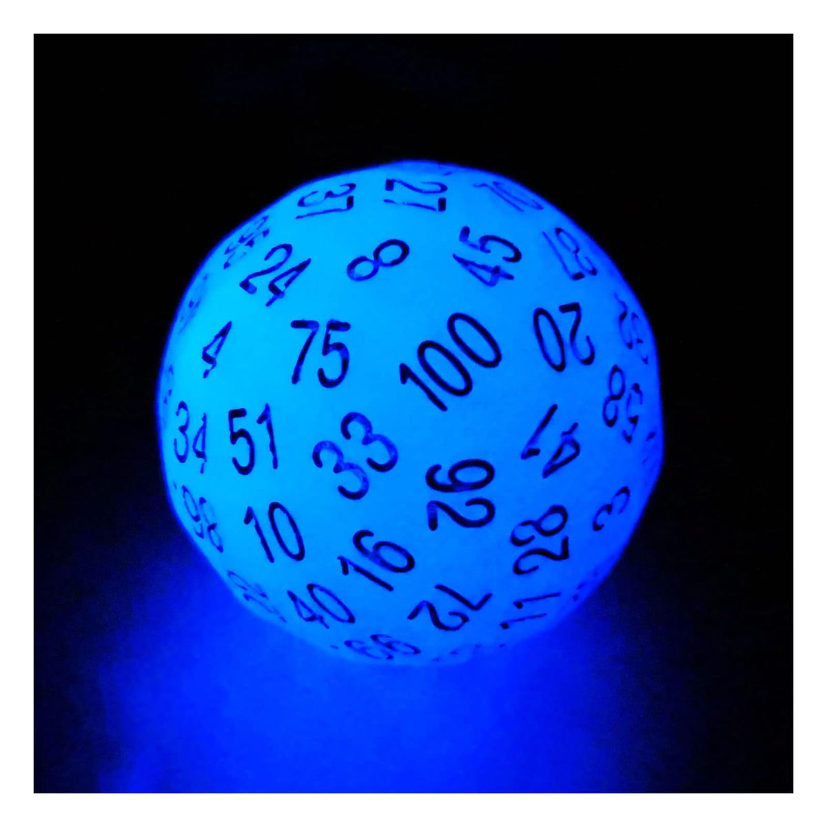 BESCON DICE Game Dice, 45mm, Blue Glowing in Dark