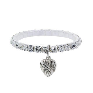 1928 Jewelry Company Bracelet, Heart Charm With "I Love You" Inscription, Crysta