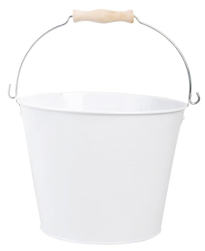 Esschert Design USA White Metal Bucket with Wood Handle