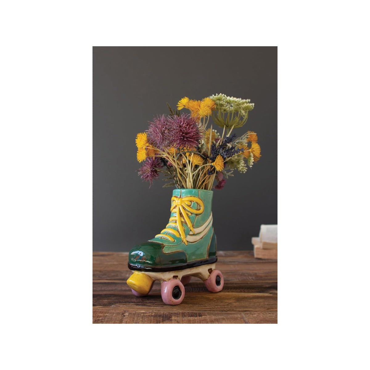 KALALOU Planter, 9" x 4.5" x 8.5", Green, Pink