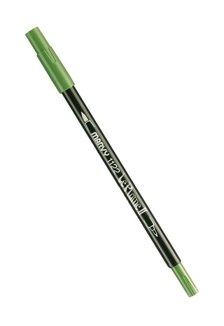 Uchida Marvy Extra Fine Tip Le Plume II Double Ender Marker Pen Art Supplies, Olive Green