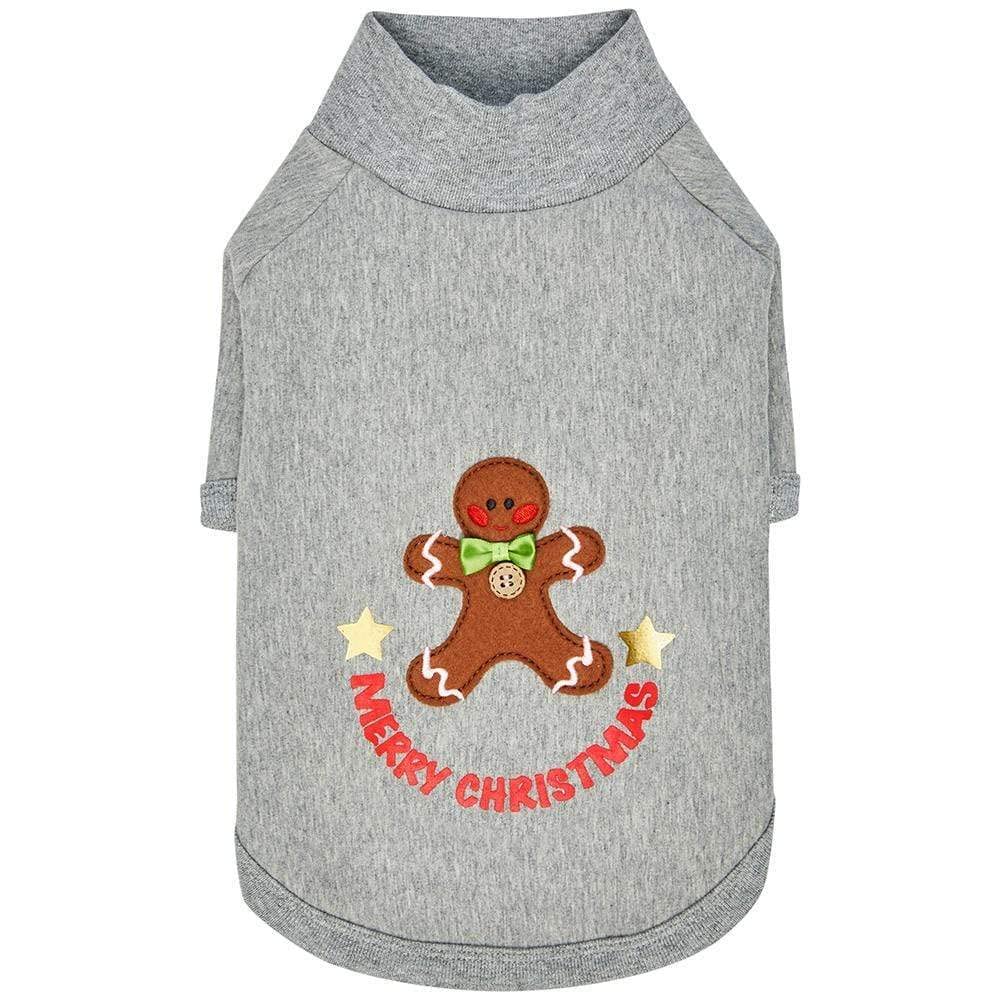 Blueberry Pet Soft & Comfy Merry Christmas Holiday Festive Gingerbread Man Pullover Turtleneck Fall Winter Dog Sweatshirt Coat, Back Length 20", Warm Clothes for Large Dogs