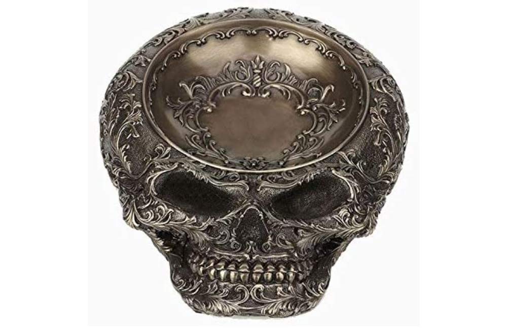 Unicorn Studio Veronese Design Antiqued Bronze Finish Human Skull Decorative Dish