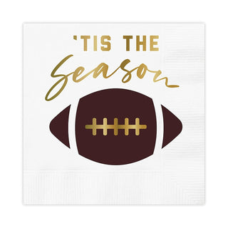 Slant Collections Disposable Napkin, 5" x 5", Tis the Season Football