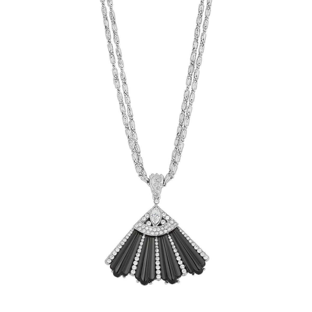 1928 Jewelry Company Necklace, 16"L x 2.26"H x 2.13"W, Black