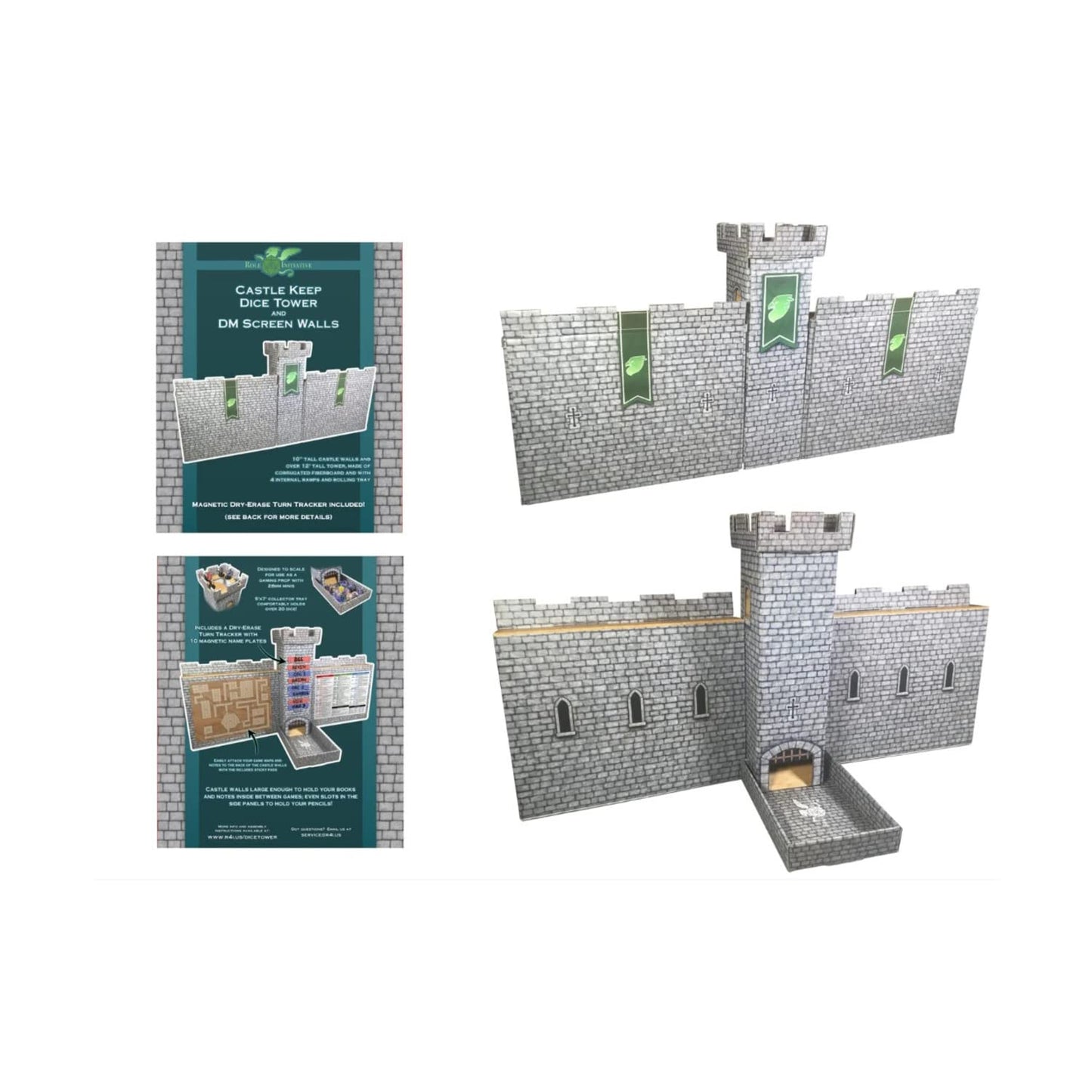Role 4 Initiative Castle Keep Dice Tower with DM Screen Walls