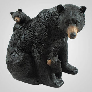 Lipco Polyresin Bear with Cubs Figurine, 6.5-inch Length, Tabletop Decoration
