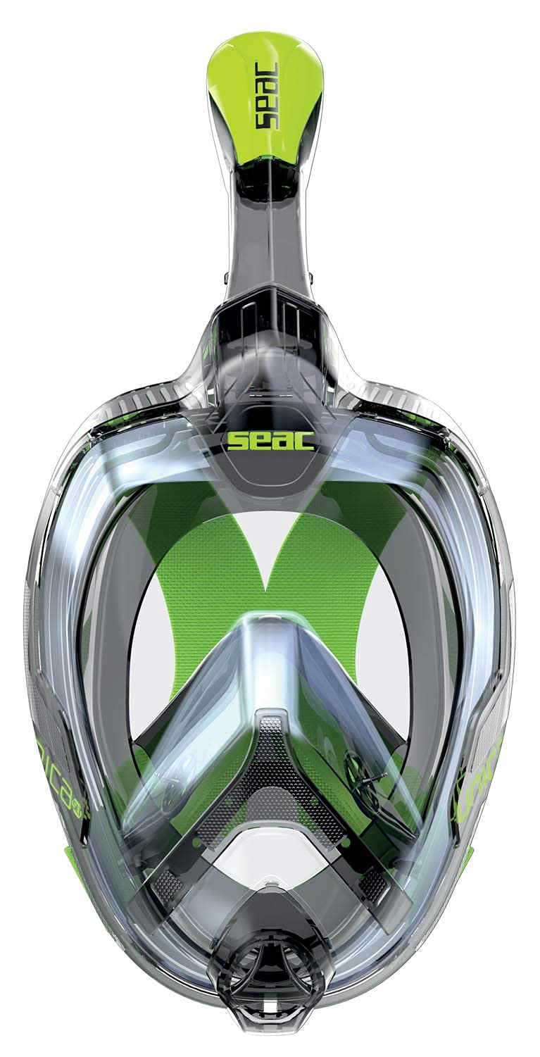 SEAC Magica Full Face Snorkeling Mask, Black/Lime, L-XL