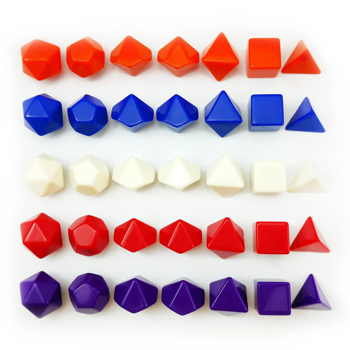 Bescon Blank Polyhedral RPG Dice 35pcs Assorted Colors Set, Solid Colors in Complete Set of 7, One Set for Each Color, DIY Dice