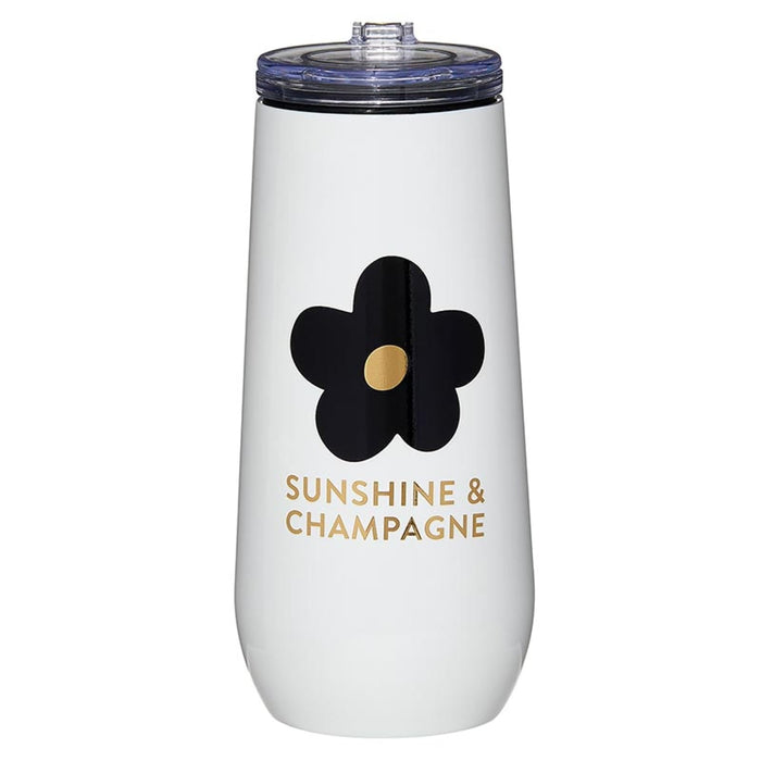 Santa Barbara Design Studio Insulated Champagne Tumbler with Flip Top Lid Sippin Pretty Stainless Steel Champagne Flute, 12-Ounce, Sunshine