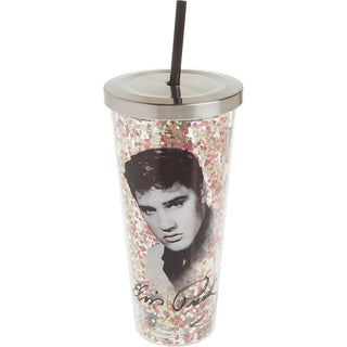 Spoontiques 21301 Elvis Presley Glitter Cup With Straw, Multicolor