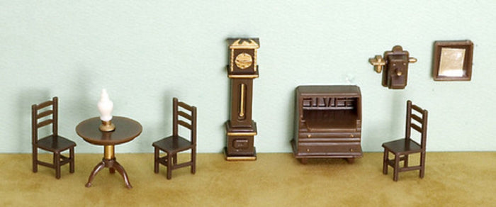 Aztec Imports Dollhouse Miniature 1/4" Scale 9 Pc Living Room SET #G1452.