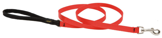 LupinePet Basics 1/2" Red 6-foot Padded Handle Leash for Small Pets