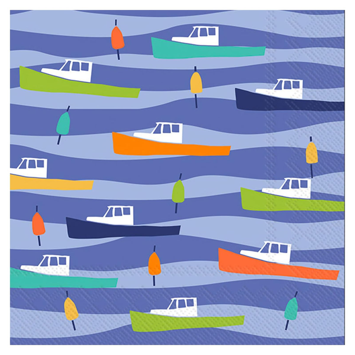 ihr SINCE 1977 Disposable Napkin, 5" x 5", Lobster Boats