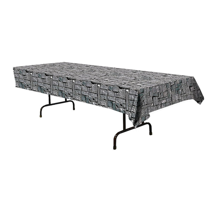 Beistle Tablecloth, 54" x 108" (Rectangular), Stone Wall