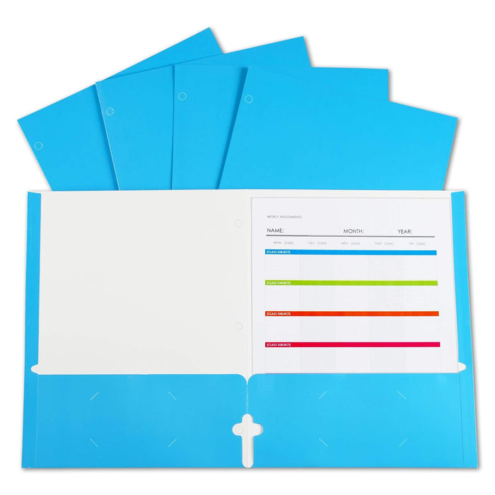 C-Line Products CLI06315 2 Pocket Laminatd Paper Portfolios, Blue - Box of 25