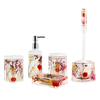 Locco Decor Bathroom Container Set, 5-piece, Pink