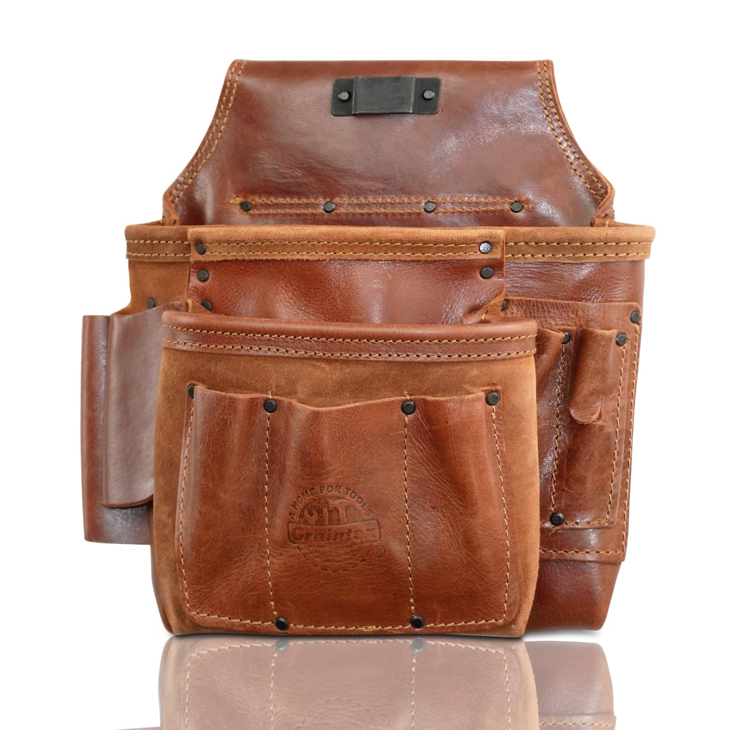 Graintex AS2558 Ambassador Series 8 Pocket Framers Tool Pouch Top Grain Leather for Framers, Constructors, Electricians, Plumbers, Handyman