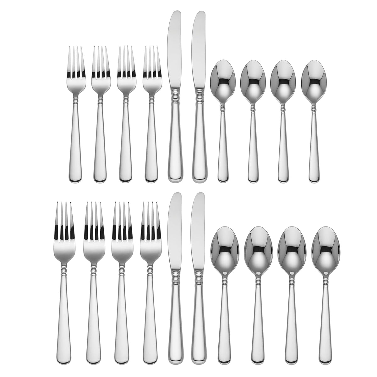 Lenox Pearl Platinum Flatware 20 Piece Set, Service for 4