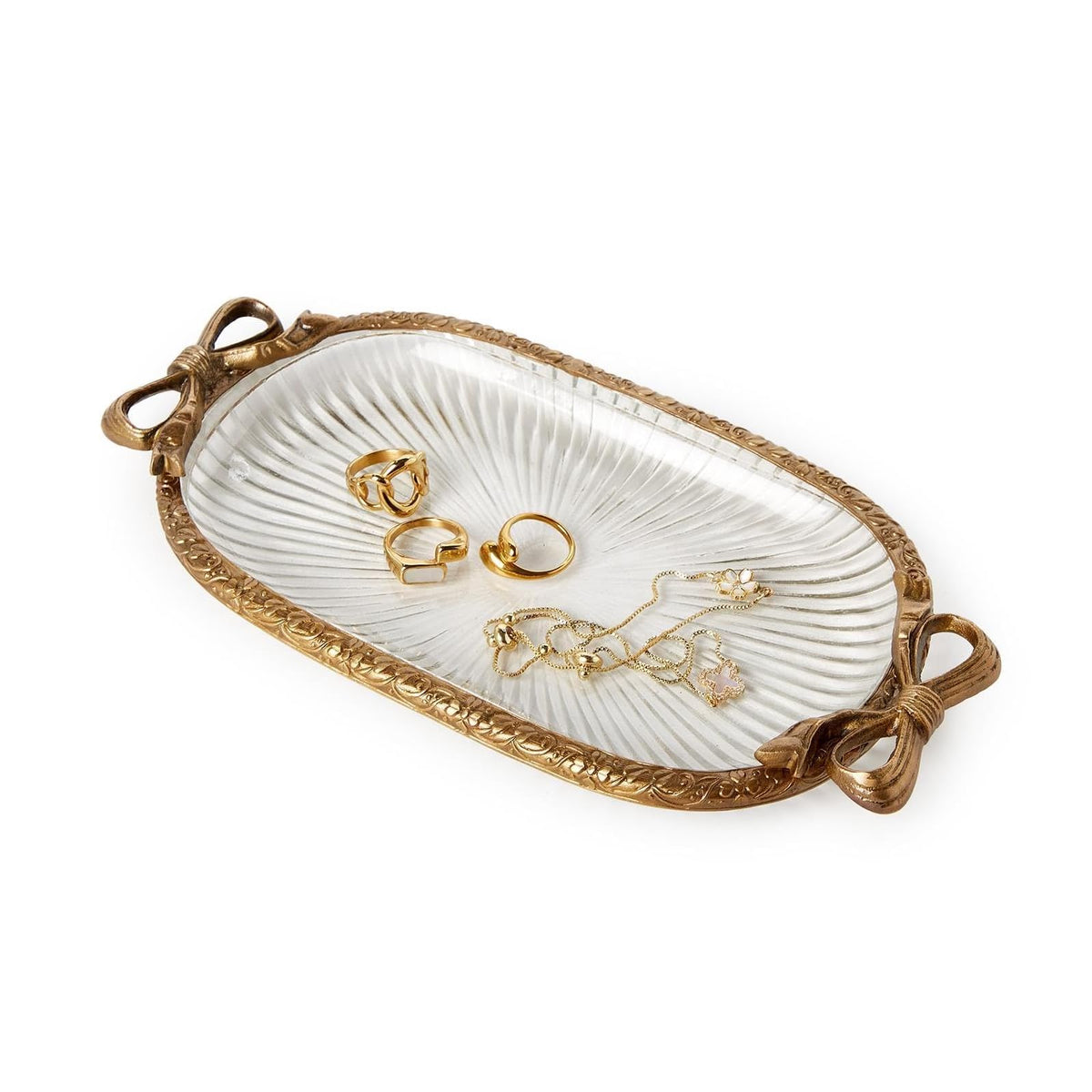 Two's Company Tray, 9.75-Inch, Antique Gold