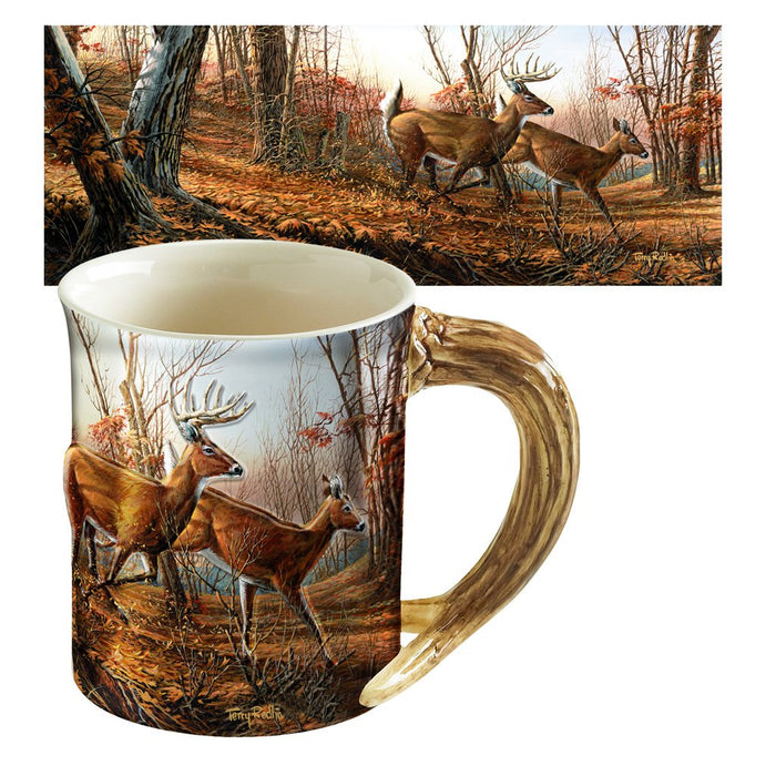 Wild Wings(WI) Sculpted Mugs - Autumn Run Antler Handle 16oz.