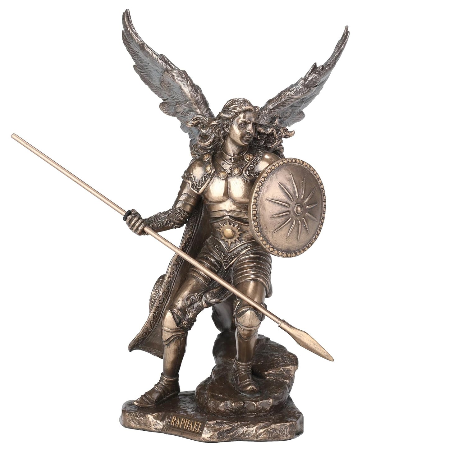 UNICORN STUDIO 9.37 Inch Cold Cast Bronze Color Archangel Raphael Figurine Statue