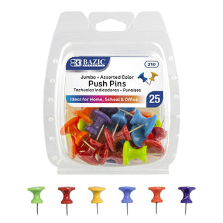 BAZIC PRODUCTS Sharp Pin, 1-Pack, Assorted Colors (25-count)