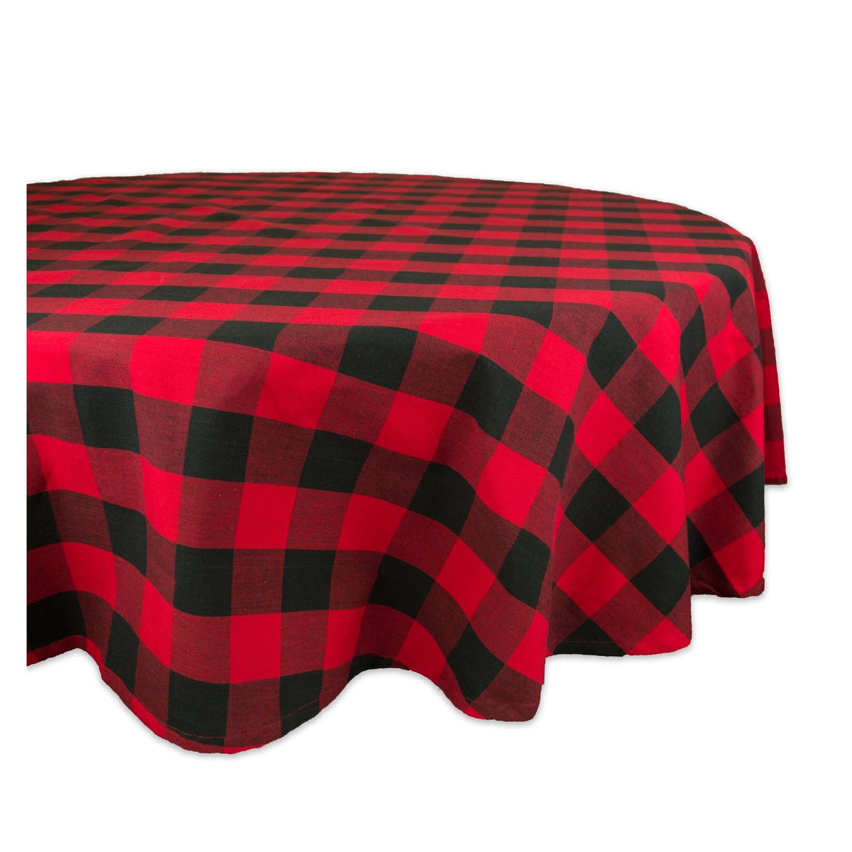 DII Tablecloth, 70" (Round), Red & Black