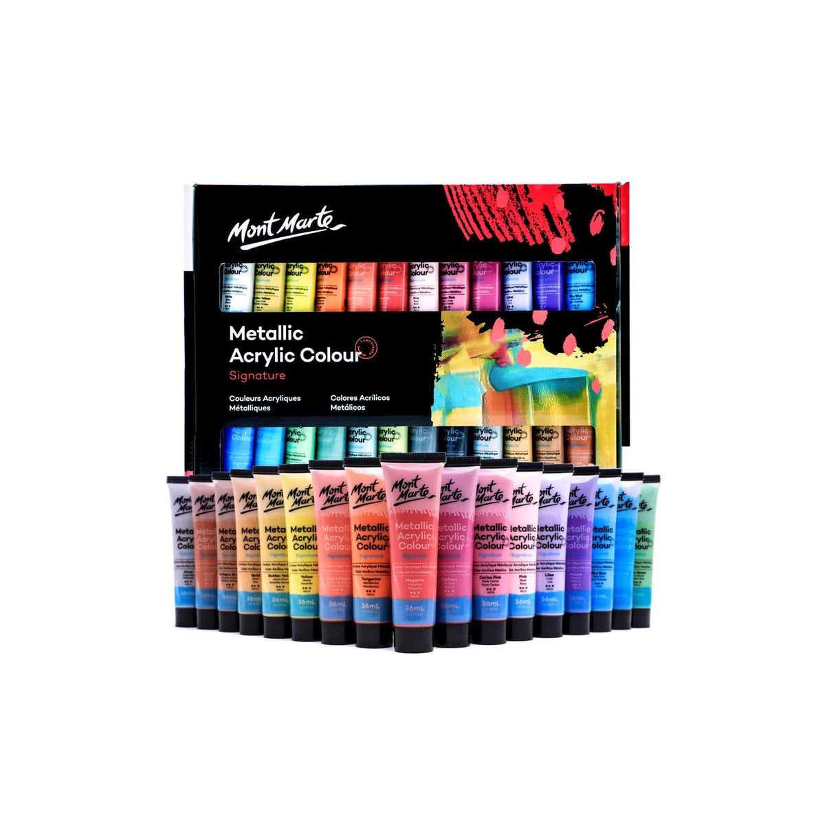 Mont Marte Paint, 1.22 Fl Oz (Pack of 24), 24 mixed color