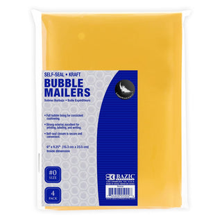 BAZIC Self Sealing Bubble Mailers, 6 x 9.25 Inch, 4 Per Pack