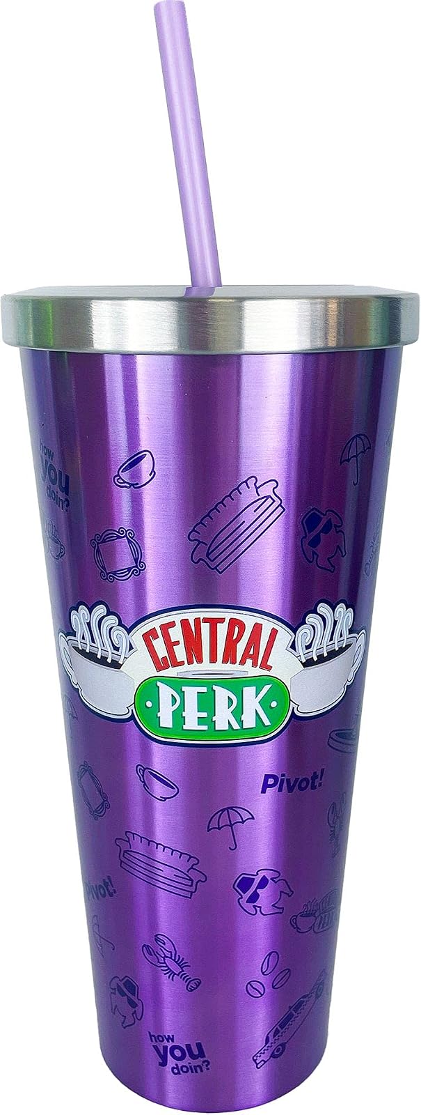 Spoontiques 18262 Central Perk Stainless Cup With Straw,24 Oz