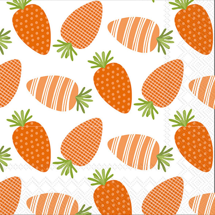 IHR Ideal Home Range Party Napkins Disposable 3-Ply Paper Lunch Napkin Pack, 6.5" x 6.5", The Carrot Patch, 20-Count