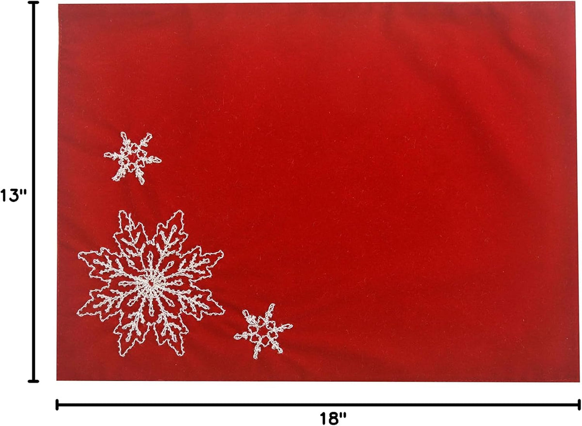 Comfy Hour Winter Holiday Home Collection 18"x13" Winter Christmas Snowflake Placemat Red, Polyester
