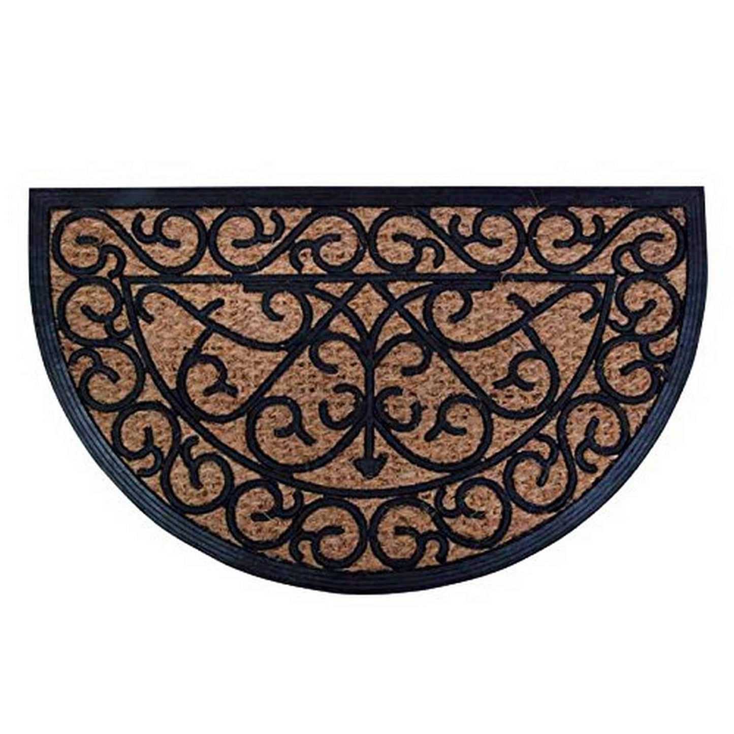Esschert Design Rubber Doormat with Cocos - Half Round 29.5 x 17.75