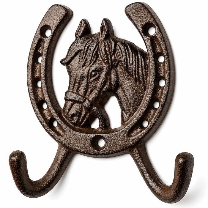Comfy Hour 5 Inch Horse Hooks for Wall, Double Horseshoe Key Holder