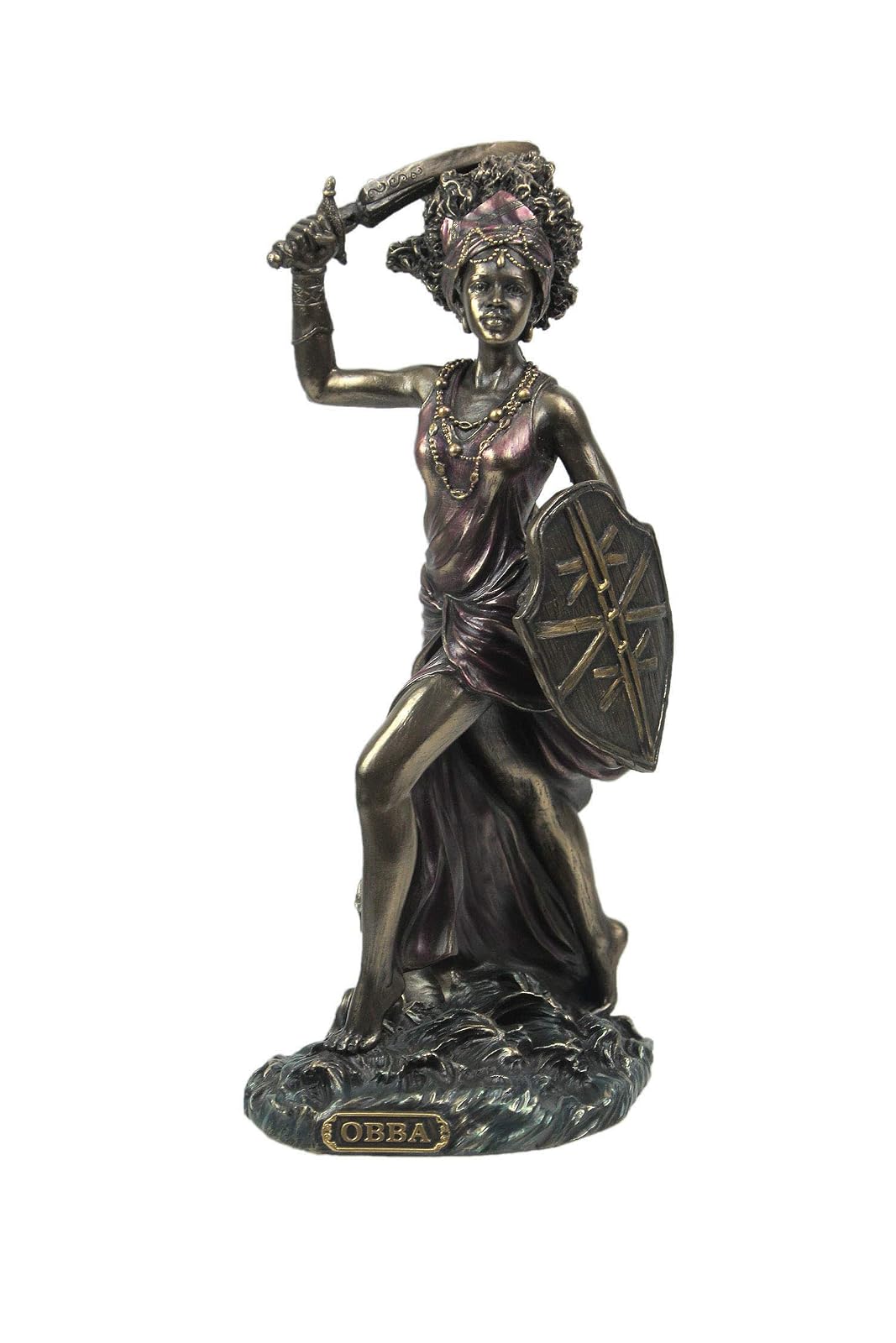 Unicorn Studio Veronese Design 8 5/8 Inch Santeria Orishas Obba River Goddess Cold Cast Resin Bronze Finish Statue Shrine Idol
