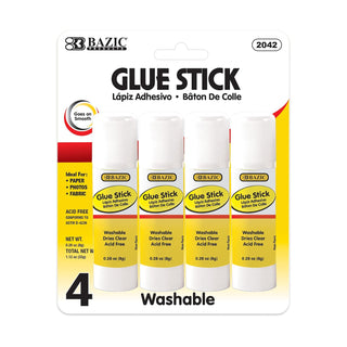 BAZIC 8g / 0.28 Oz. Small Glue Stick (4/Pack)