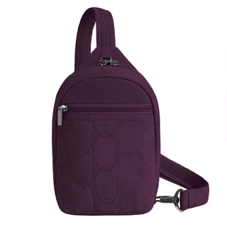 Travelon Handbag, 5.75”W X 8.5”H X 2.75”D, Plum