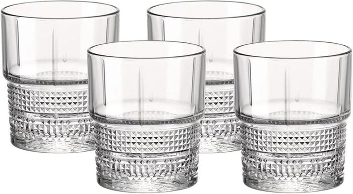 Bormioli Rocco 122116GRS021990 Novecento Barware DOF Glass, Stackable, Set of 4, 12.5 oz, Clear