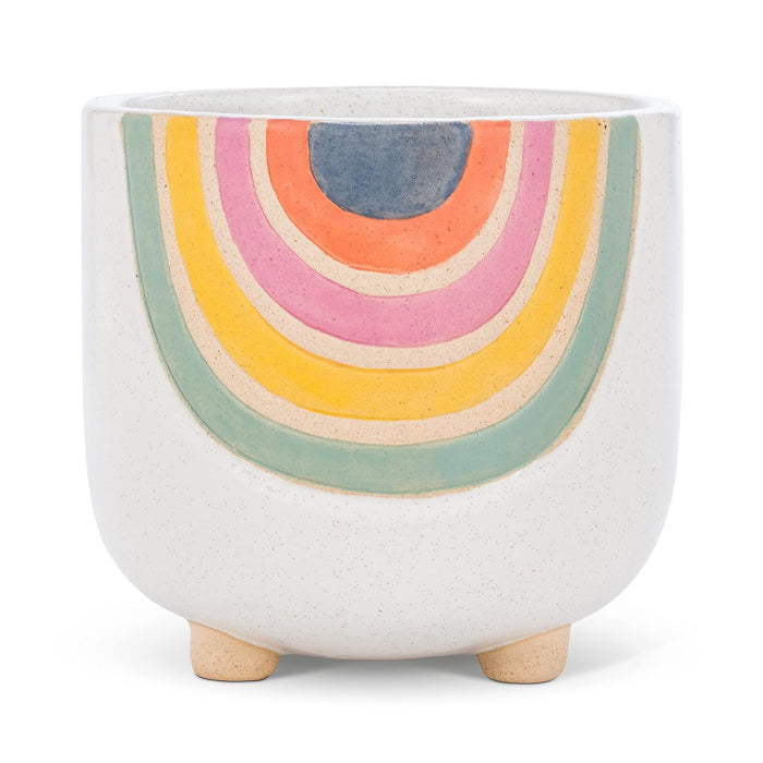 Abbott Collection 27-VIBE-735-LG Large Rainbow Planter with Legs, White/Multi