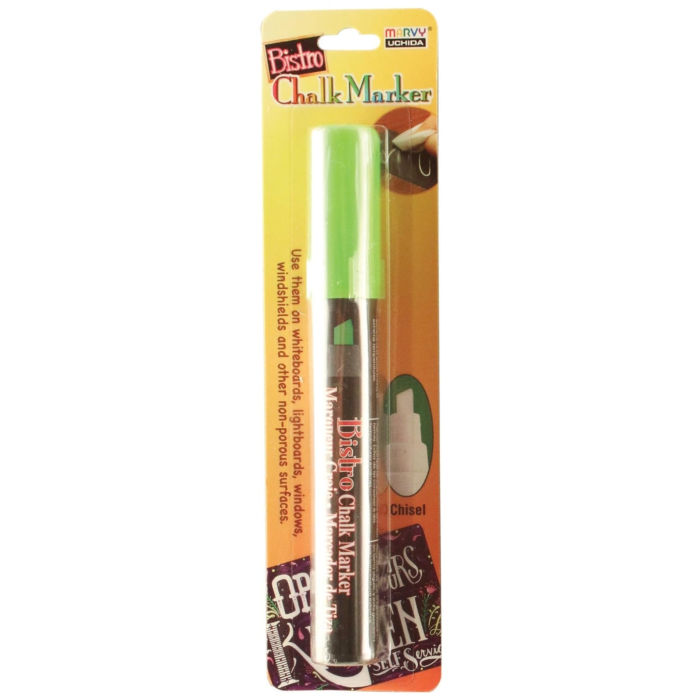 UCHIDA Chisel Tip Bistro Chalk Marker Art Supplies, Fluorescent Green