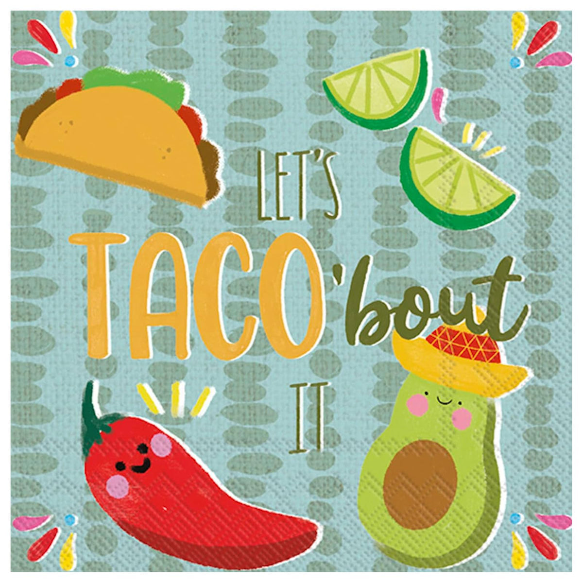 ihr SINCE 1977 Disposable Napkin, 5" x 5", Taco Bout It