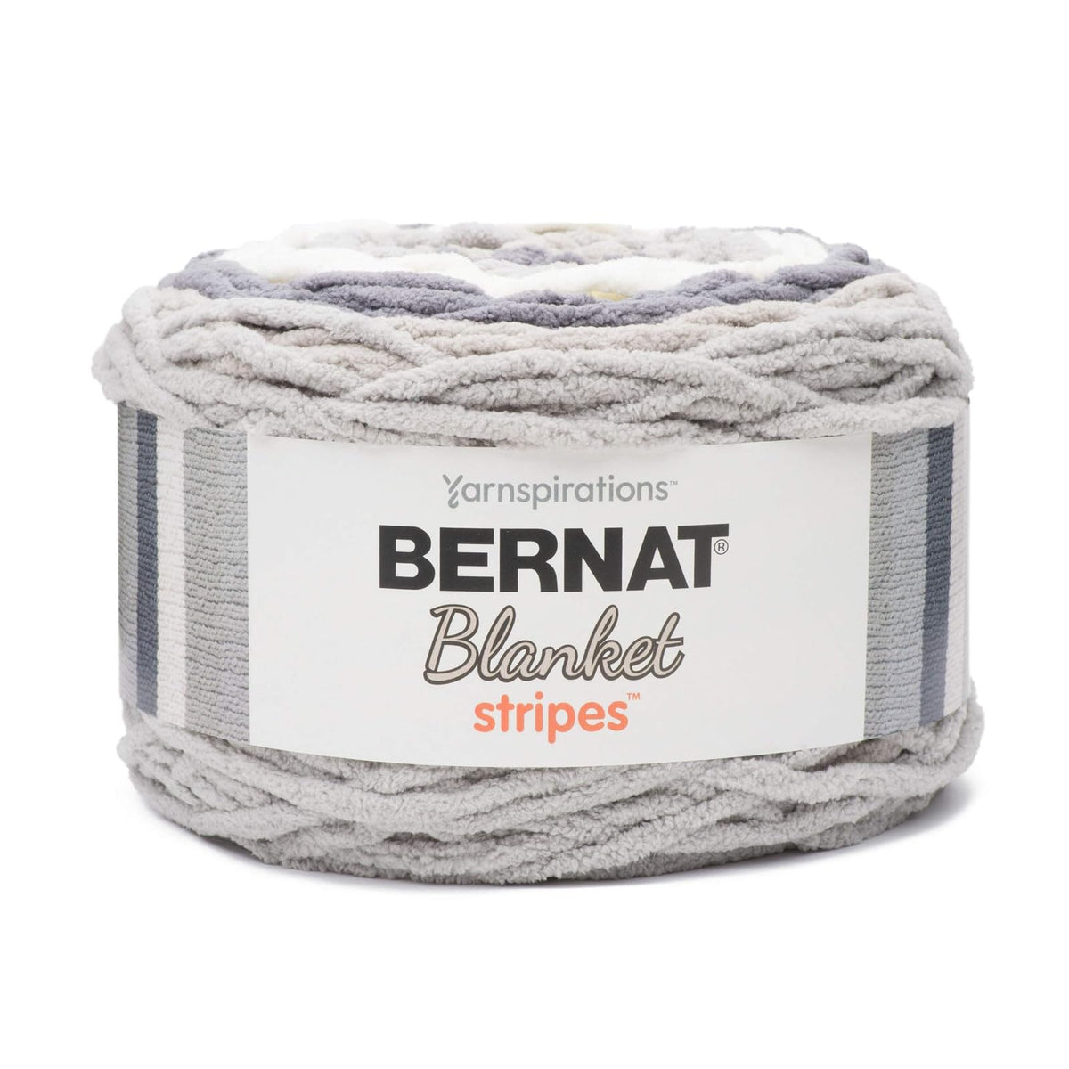 Spinrite Yarns (CA) Bernat Blanket Stripes Yarn, 10.5 oz, Gauge 6 Super Bulky Chunky, Gray Matters