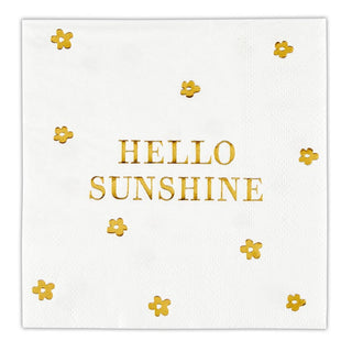 Santa Barbara Design Studio 3-Ply Paper Beverage Napkins White & Gold Foil 20-Count Cocktail Napkin Pack, 5" x 5", Hello Sunshine