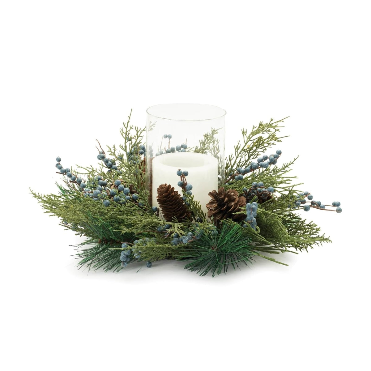 Melrose International Candle Holder, Blue With Glass