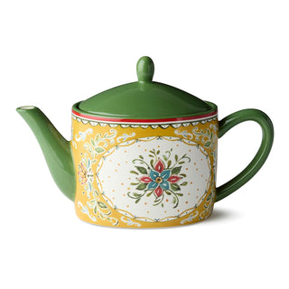 Certified International Teapot, 7.875 x 4.625 x 6.625 inches, Green; Red; Yellow