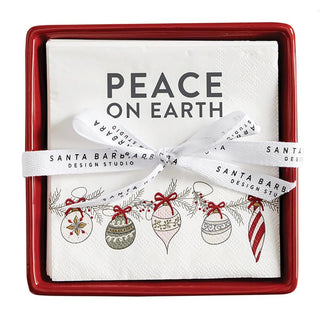 Santa Barbara Design Studio Napkin Holder, 5.75" Square, Peace On Earth