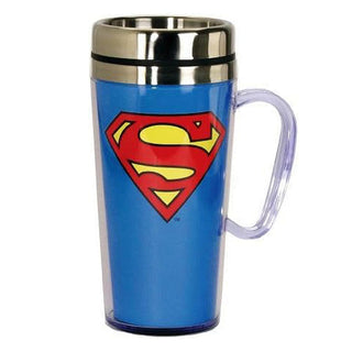 Spoontiques DC Comics Superman Logo Insulated Travel Mug, Blue
